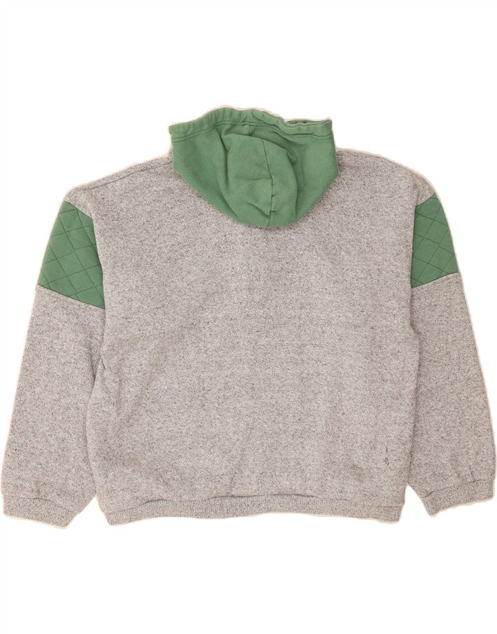 ARENA Womens Button Neck Hoodie Jumper UK 14 Medium Grey Colourblock Vintage Arena and Second-Hand Arena from Messina Hembry 