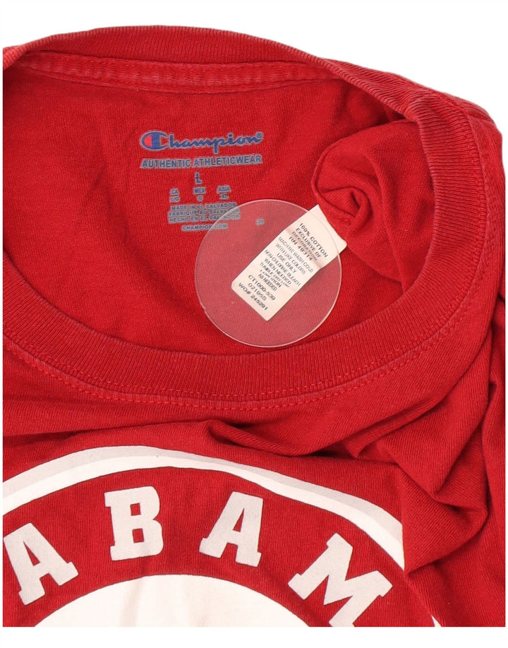 Champion Herre Grafisk T-Shirt Top Stor Rød Bomuld