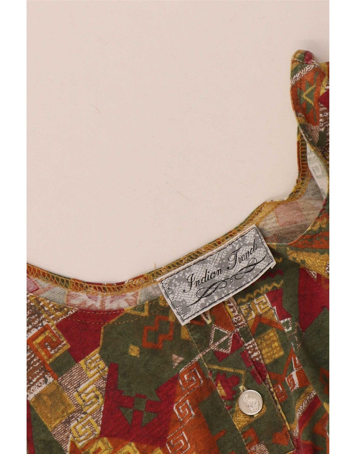 Vintage Womens Crop Vest Top UK 10 Small Multicolored Geometric