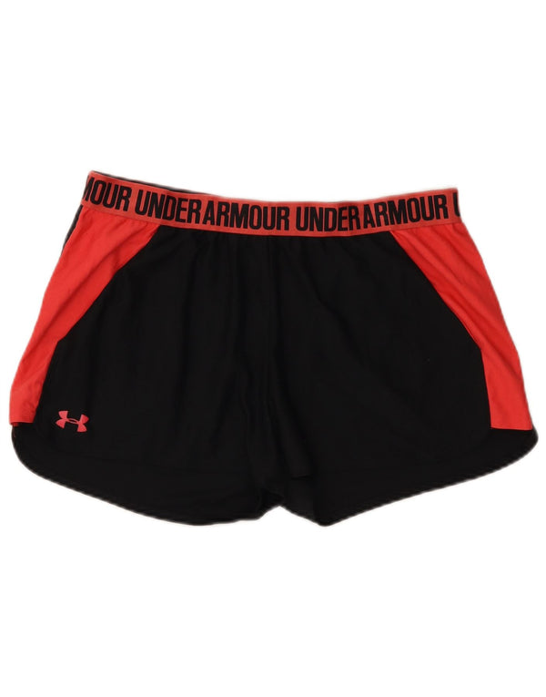 Under Armour Womens Heat Gear Sports Shorts UK 18 XL Sort Colourblock