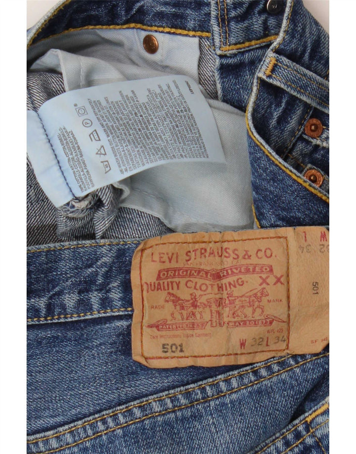 Levi's Herre 501 lige jeans W32 L34 blå bomuld