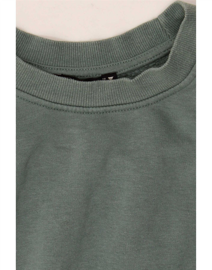 Zara Womens Crop Oversized Sweatshirt Jumper UK 14 Medium Green Cotton