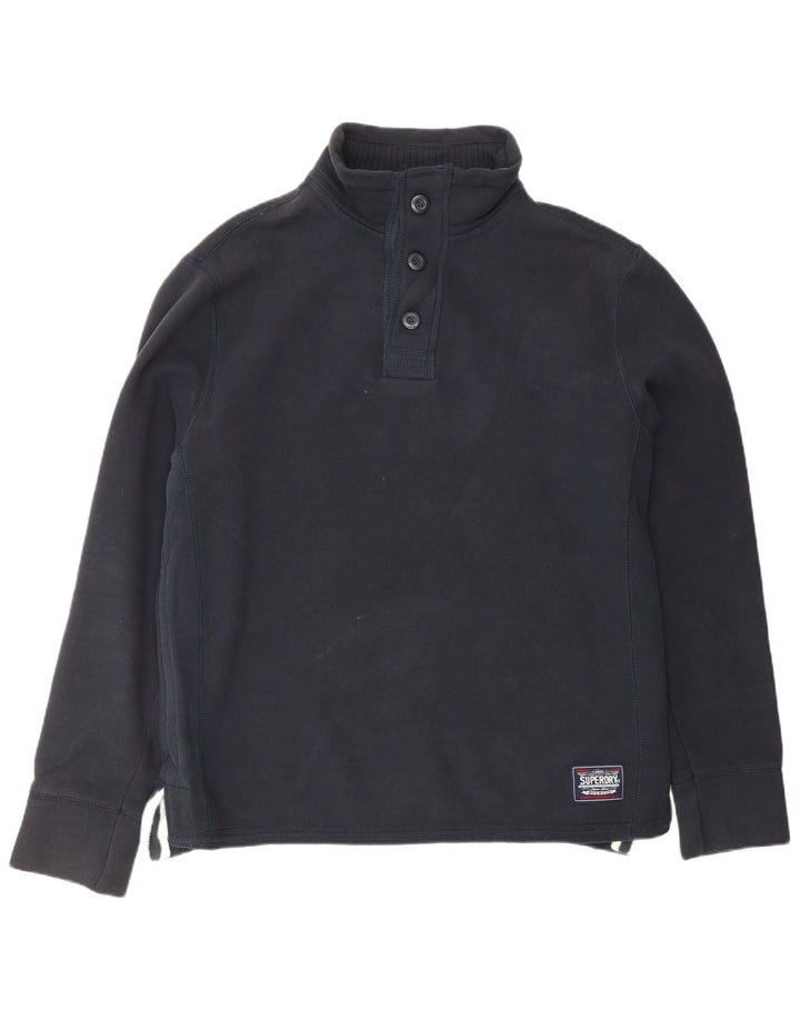 Superdry Herre grafisk knaphals sweatshirt XL marineblå bomuld
