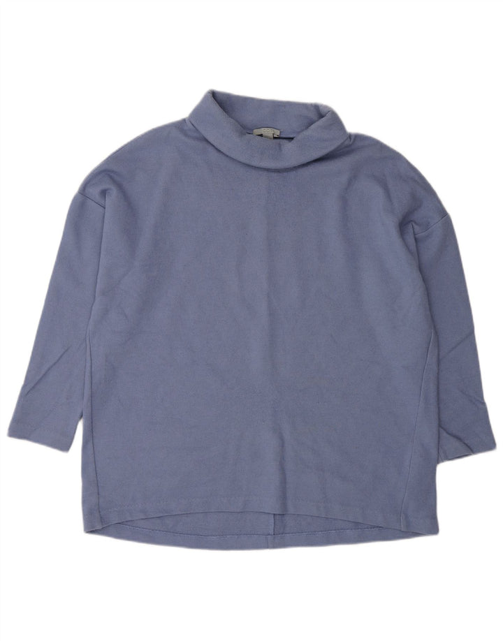 Cos Dame Oversized Roll Neck Jumper Sweater UK 10 Small Blue Wool