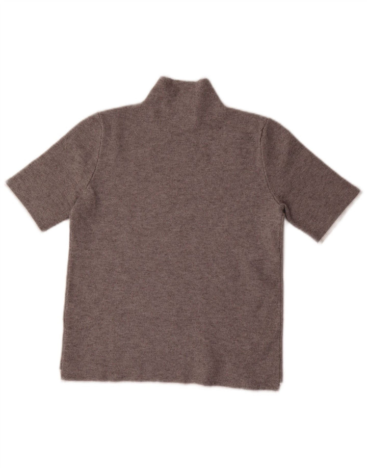 ZARA Womens Short Sleeve Turtle Neck Jumper Sweater UK 10 Small Grey