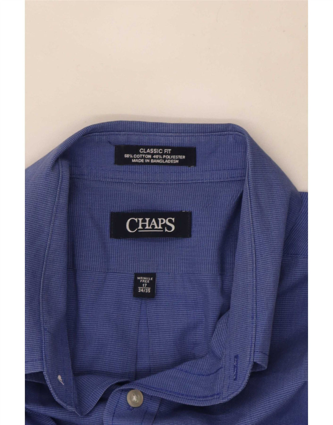 Chaps Herre Classic Fit skjorte størrelse 17 XL Blå Houndstooth Bomuld