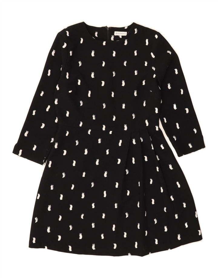 WAREHOUSE Womens 3/4 Sleeve A-Line Dress UK 12 Medium  Black Spotted Vintage Warehouse and Second-Hand Warehouse from Messina Hembry 