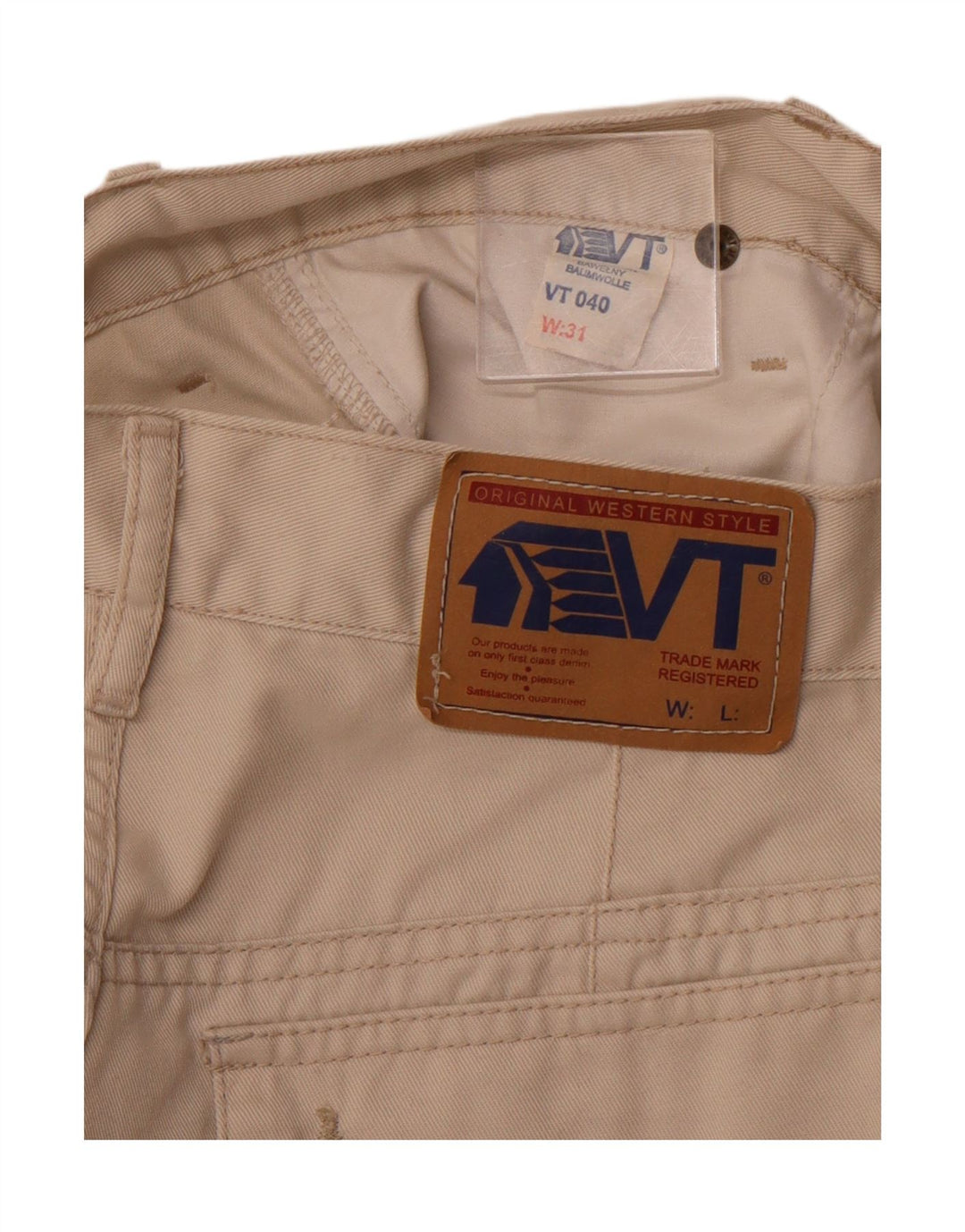 VINTAGE Herre High Waist Cargo Shorts W31 Medium Beige Bomuld