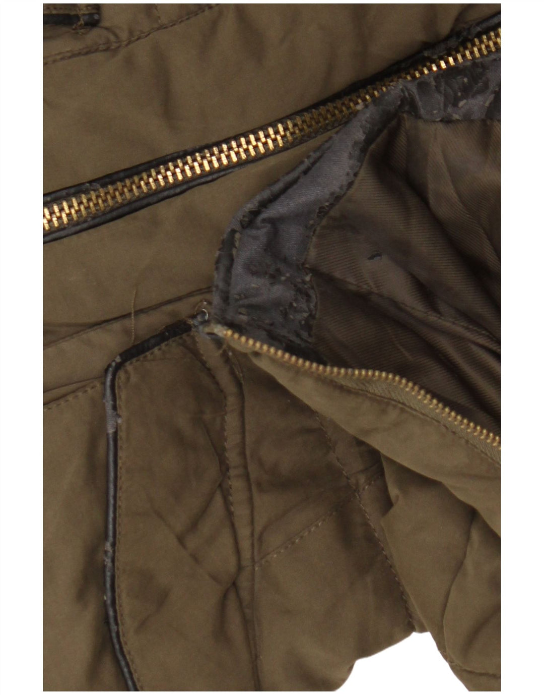 Zara polstret jakke til kvinder UK 6 XS Khaki