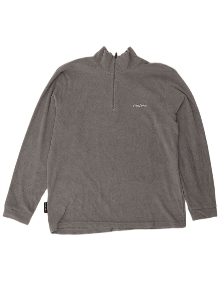 Invicta herre lynlås hals fleece jumper stor grå polyester