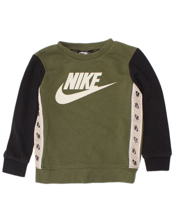 Nike Boys Graphic Sweatshirt Jumper 2-3 år Grøn Colourblock Bomuld