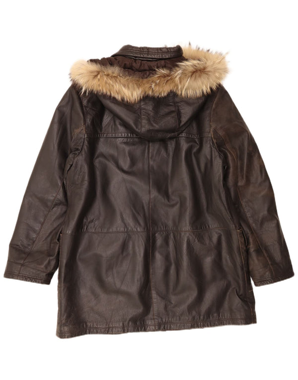 Vintage læderfrakke til kvinder IT 48 XL Brun
