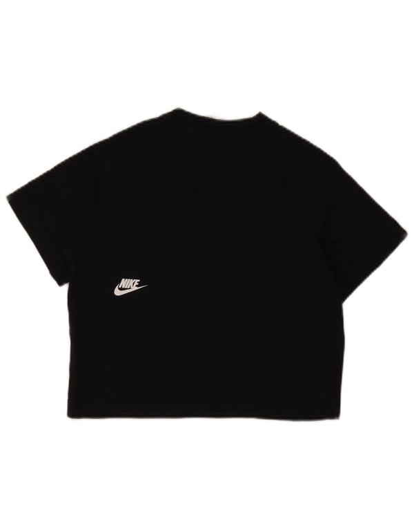 Nike Girls Graphic T-Shirt Top 8-9 Years Small Black Cotton