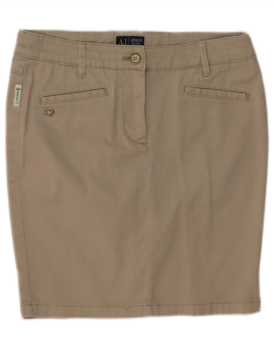 ARMANI Pencil Nederdel til kvinder EU 40 Medium W30 Beige Bomuld