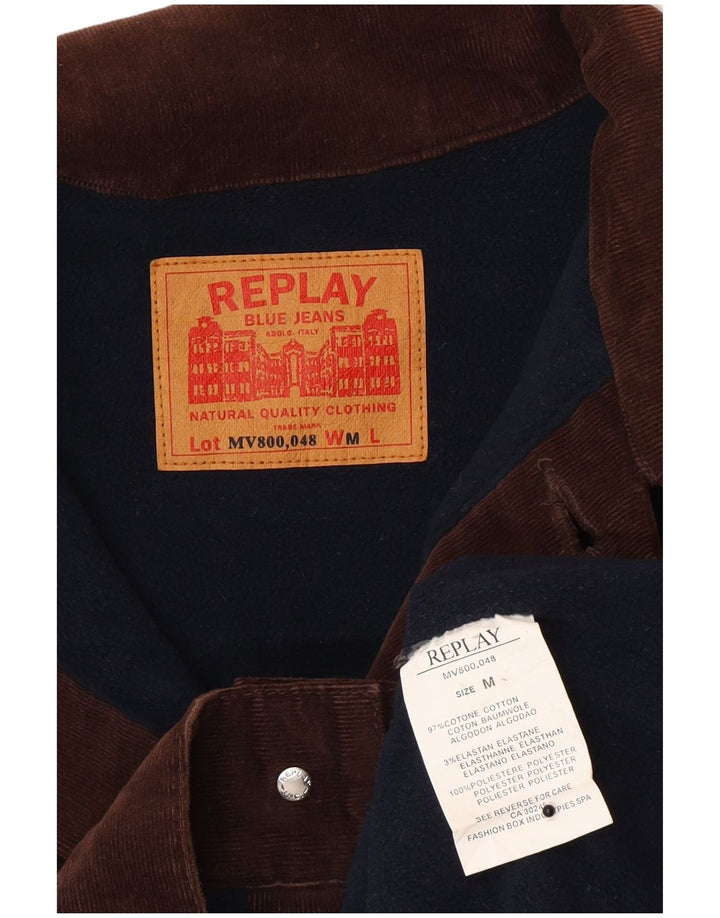 Replay Dame fløjlsjakke UK 14 Medium Brun Bomuld