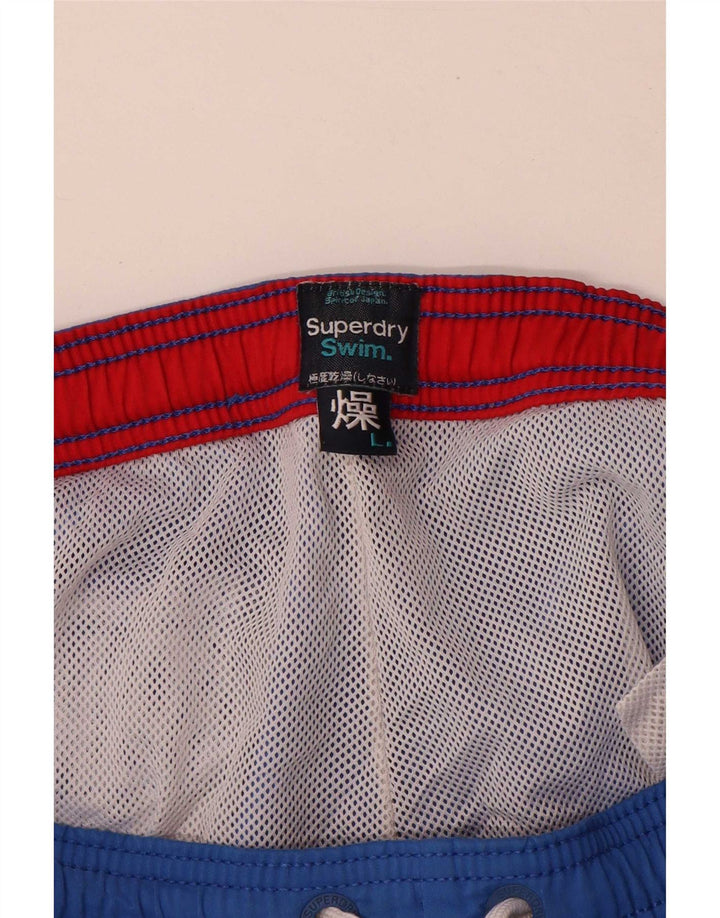 Superdry Grafiske svømmeshorts til mænd, store blå polyester