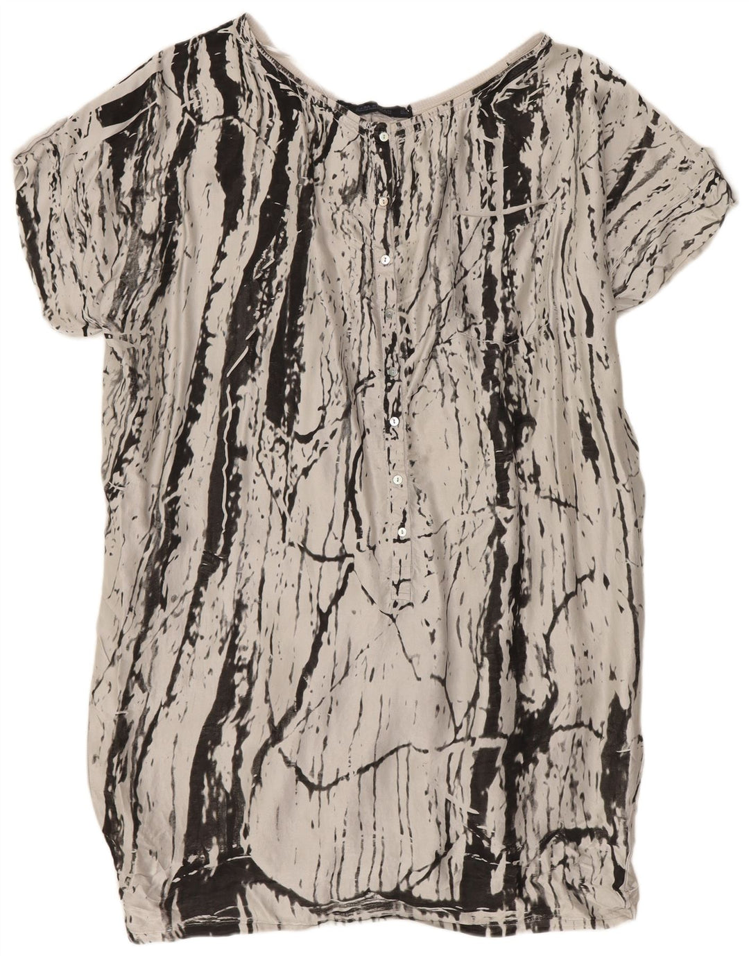 Zara Kvinders abstrakt mønster Oversized Bubble Dress UK 14 Medium Grey Silke