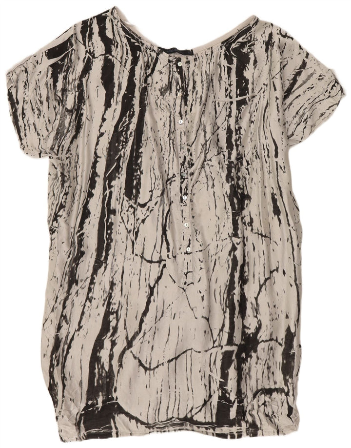 Zara Kvinders abstrakt mønster Oversized Bubble Dress UK 14 Medium Grey Silke