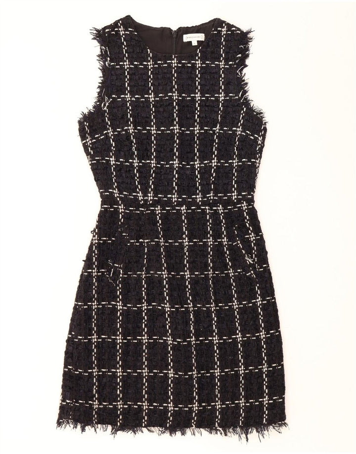 WAREHOUSE Dame Ærmeløs Skede Kjole UK 8 Small Navy Blue Check