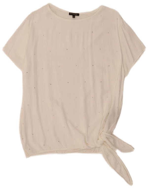 Massimo Dutti Dame Bluse Top UK 18 XL Hvid Viscose