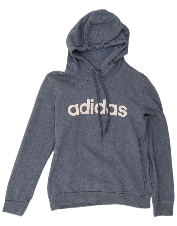 Adidas Graphic Hoodie Jumper UK 8/10 Small Navy Blue Flecked