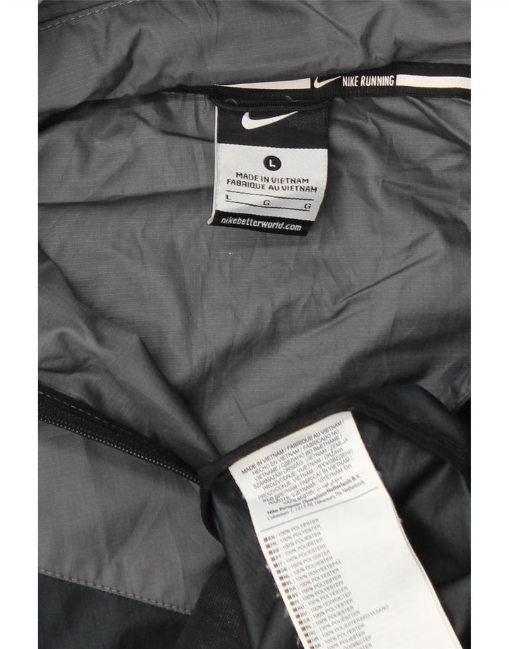 NIKE Regnjakke med hætte til mænd UK 40 Large Black Colourblock Polyester