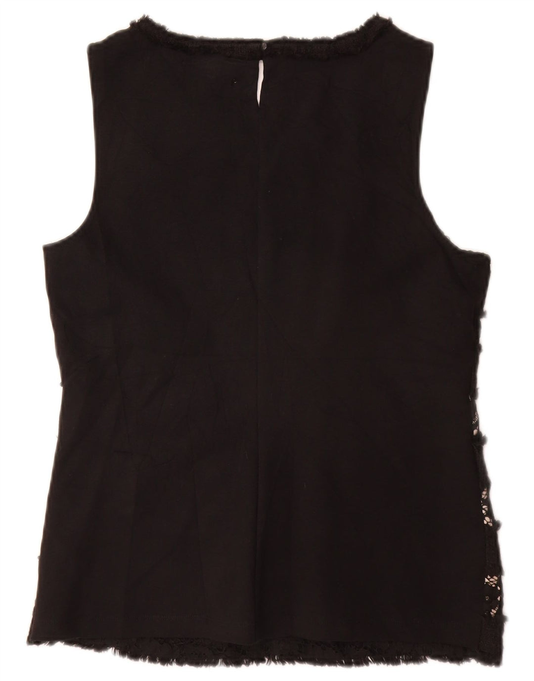 J. CREW Dame ærmeløs bluse Top UK 10 Small Black Floral Viscose