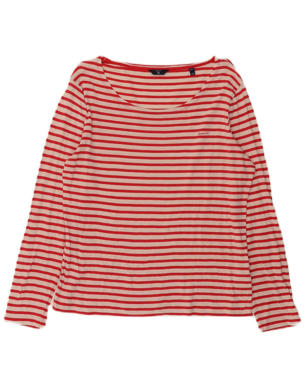 Gant Dame Top Langærmet UK 20 2XL Rød Stribet Bomuld