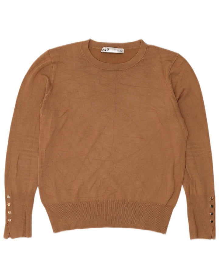 Zara Dame sweater med rund hals DK 14 Medium Brun