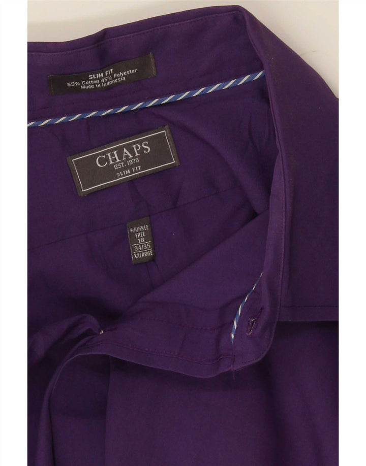 Chaps Herre Slim Fit Skjorte Størrelse 18 2XL Lilla Bomuld