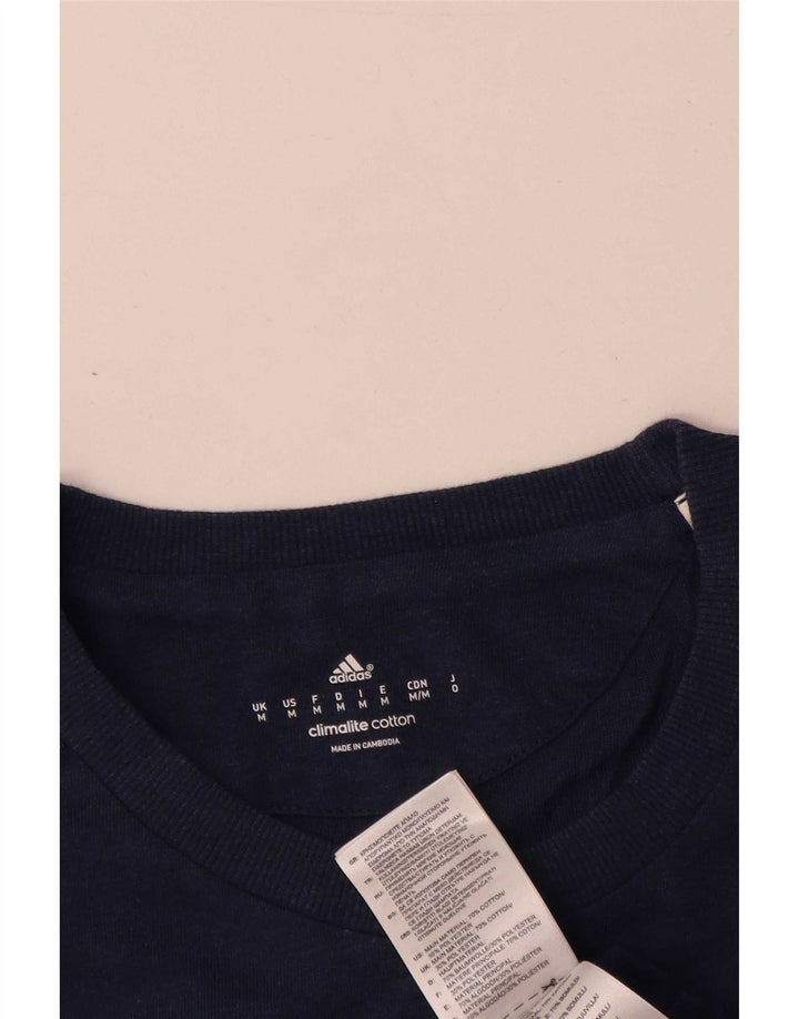 Adidas Herre Climalite T-Shirt Top Medium Marineblå Bomuld