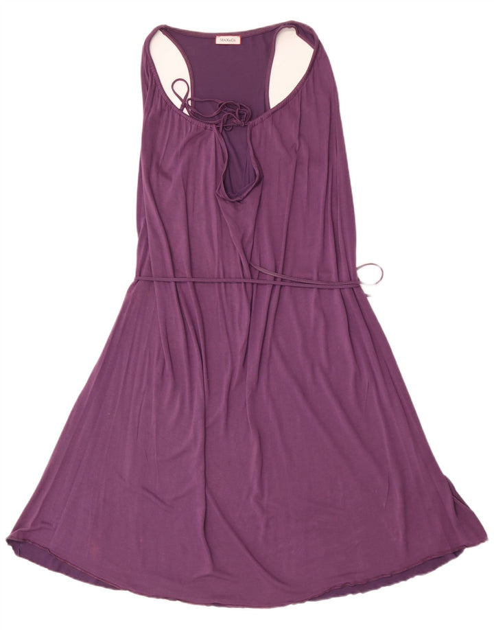 Max & Co. Dame ærmeløs A-line kjole UK 14 Medium Lilla Viscose