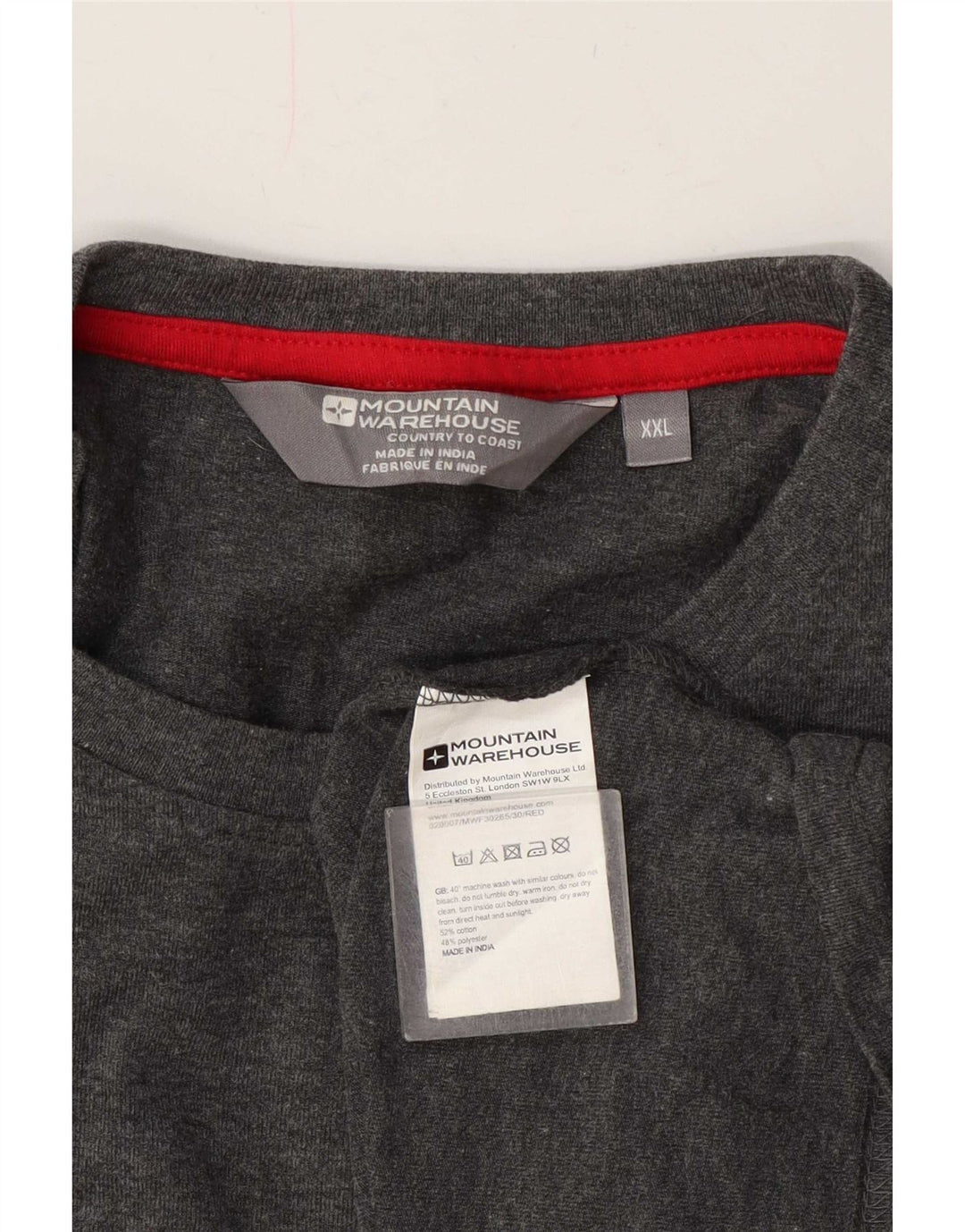 Mountain Warehouse Herre Top Langærmet 2XL Grå Bomuld
