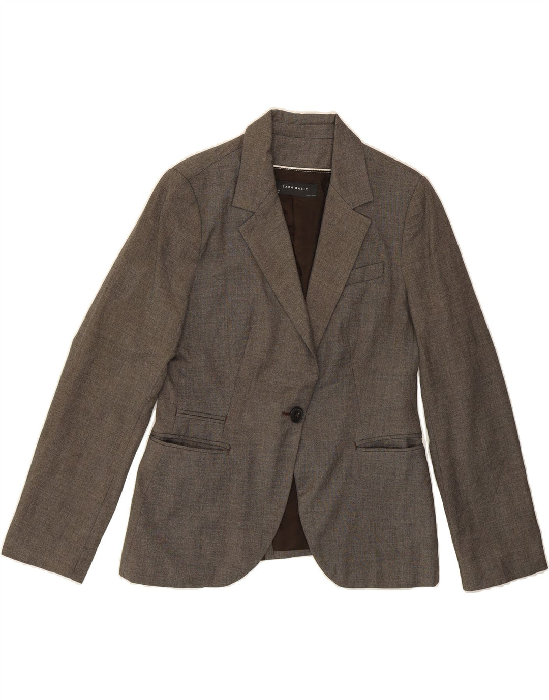 ZARA Womens 1 Button Blazer Jacket UK 16 Large Brown Viscose Vintage Zara and Second-Hand Zara from Messina Hembry 