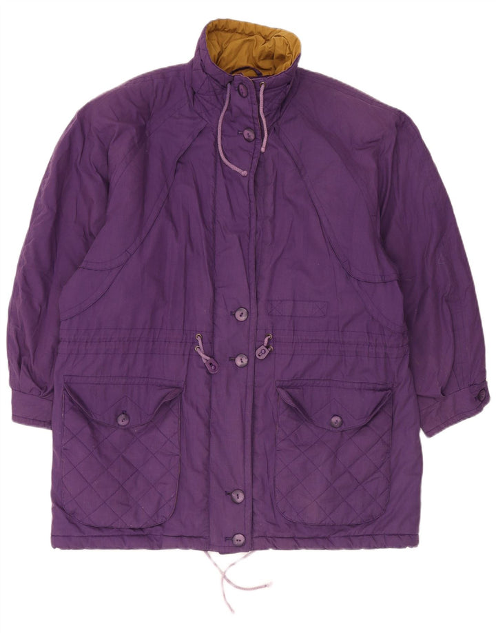 Vintage Dame Oversized Windbreaker Coat UK 14 Large Purple Polyester