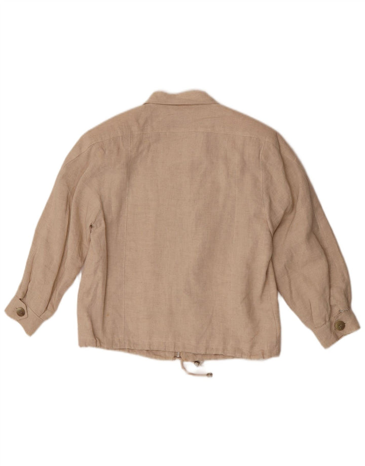 Vintage oversize bomberjakke til kvinder IT 34 2XS beige hør