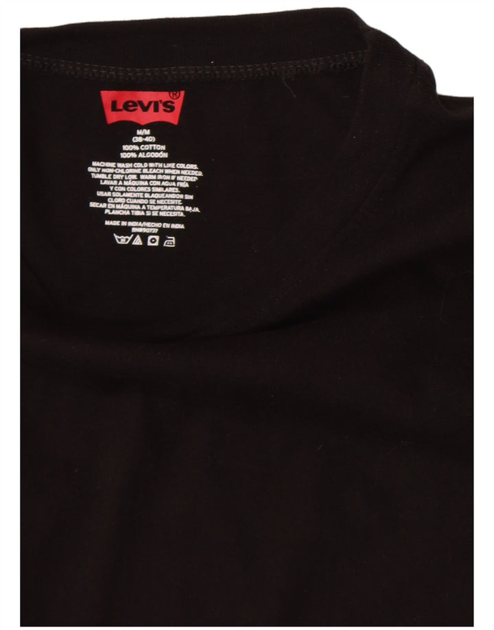 Levi's Dame T-Shirt Top UK 12 Medium Sort Bomuld