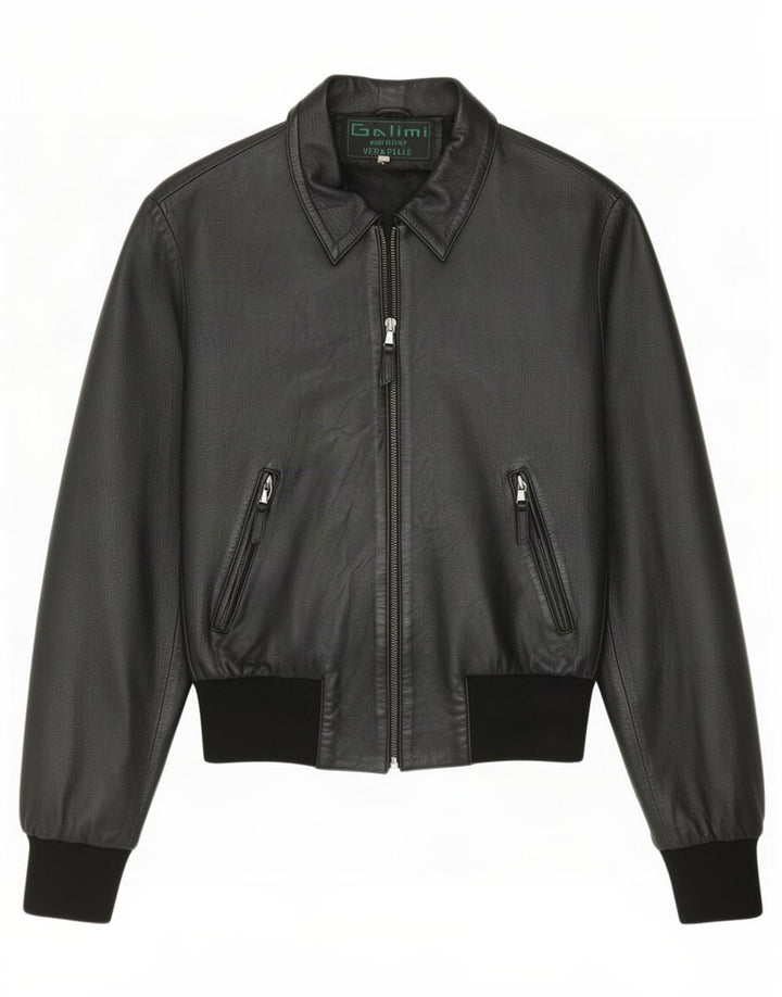 Vintage dame bomber læderjakke IT 44 Medium Sort