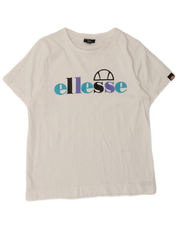 ELLESSE Piger Grafisk T-Shirt Top 12-13 År Hvid Bomuld