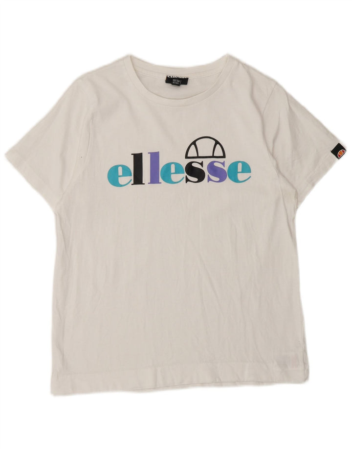 ELLESSE Piger Grafisk T-Shirt Top 12-13 År Hvid Bomuld