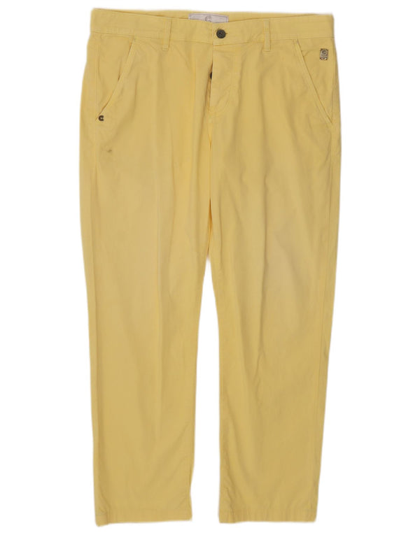 Ar and J. Mens Straight Chino Trousers W36 L28 Yellow