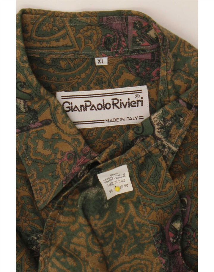 Vintage herreskjorte XL Khaki Paisley Viscose