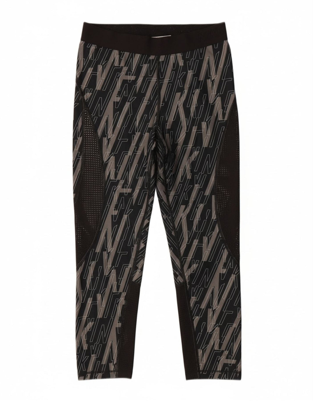 NIKE Womens Graphic Leggings UK 10 Small  Black Polyester