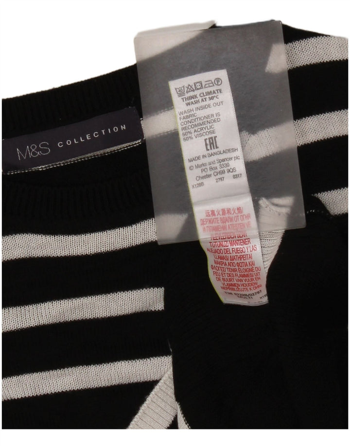 Marks & Spencer Dame sweater med rund hals DK 14 Mellem sort stribet