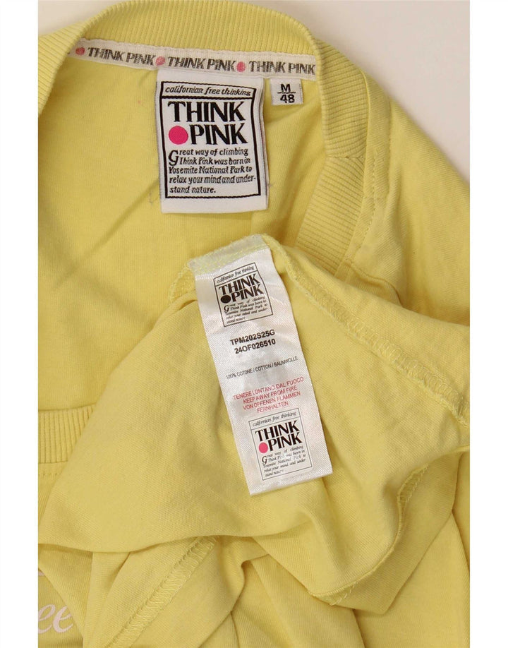 Tænk Pink Herre Grafisk T-Shirt Top IT 48 Medium Gul Bomuld