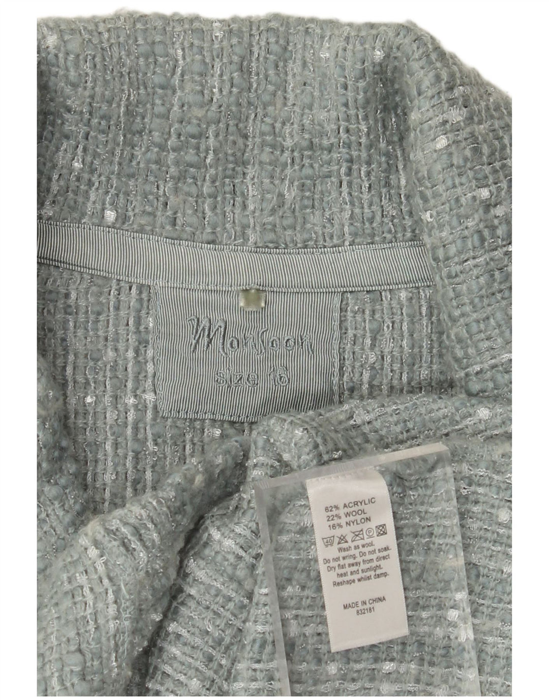 MONSOON Womens 2 Button Blazer Jacket UK 16 Large Blue Pinstripe Acrylic