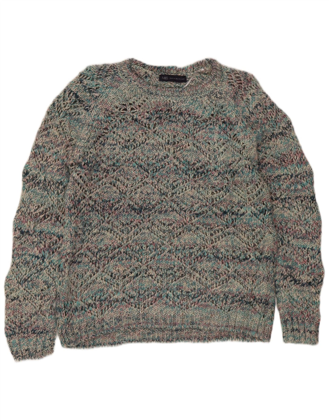 Marks & Spencer Dame Boat Neck Jumper Sweater UK 10 Small Multicolor