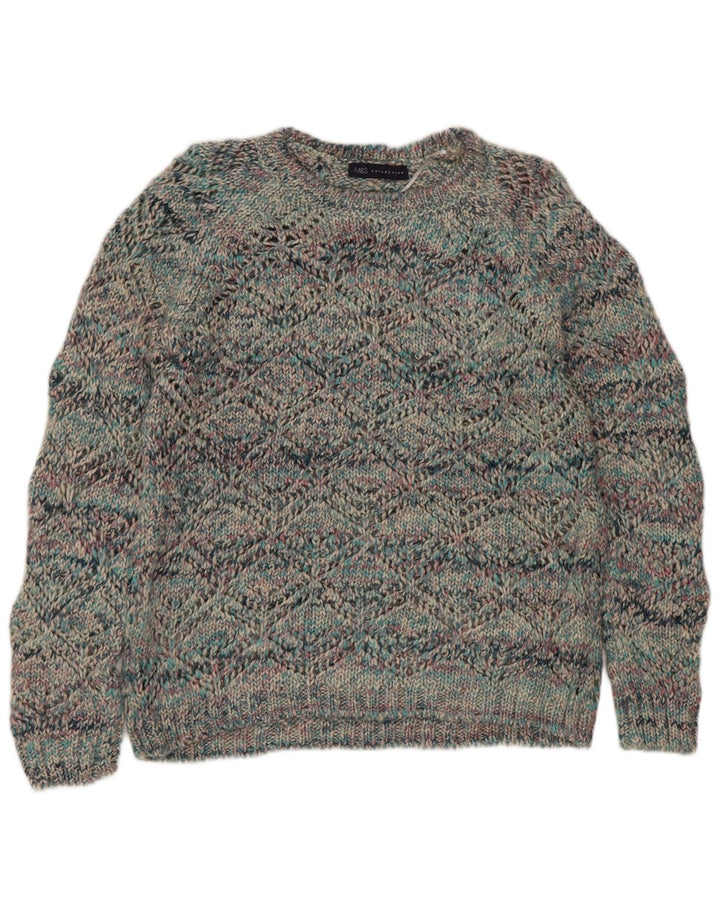 Marks & Spencer Dame Boat Neck Jumper Sweater UK 10 Small Multicolor