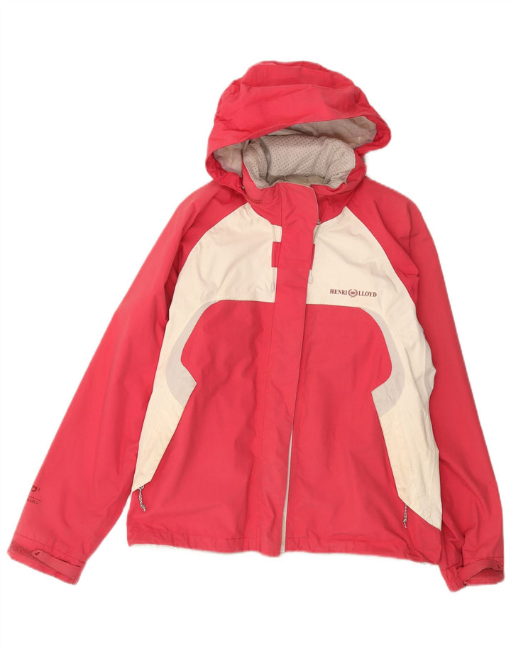HENRI LLOYD Womens Oversized Hooded Rain Jacket US 2 XS Pink Colourblock