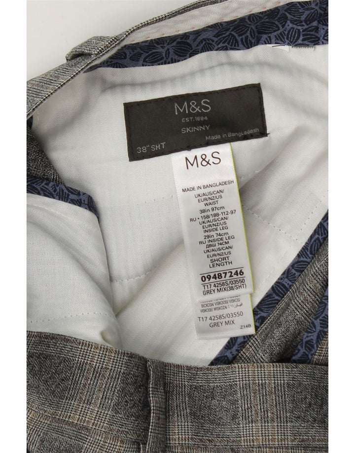 Marks & Spencer Herre Slim Suit Bukser W38 L29 Grå ternet polyester